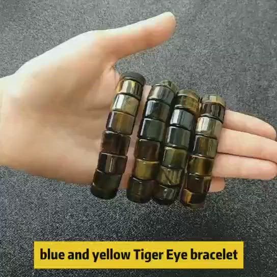 
                  
                    Carregar e reproduzir vídeo no visualizador da Galeria, Pulseira de cura da energia do olho do tigre azul e amarelo
                  
                