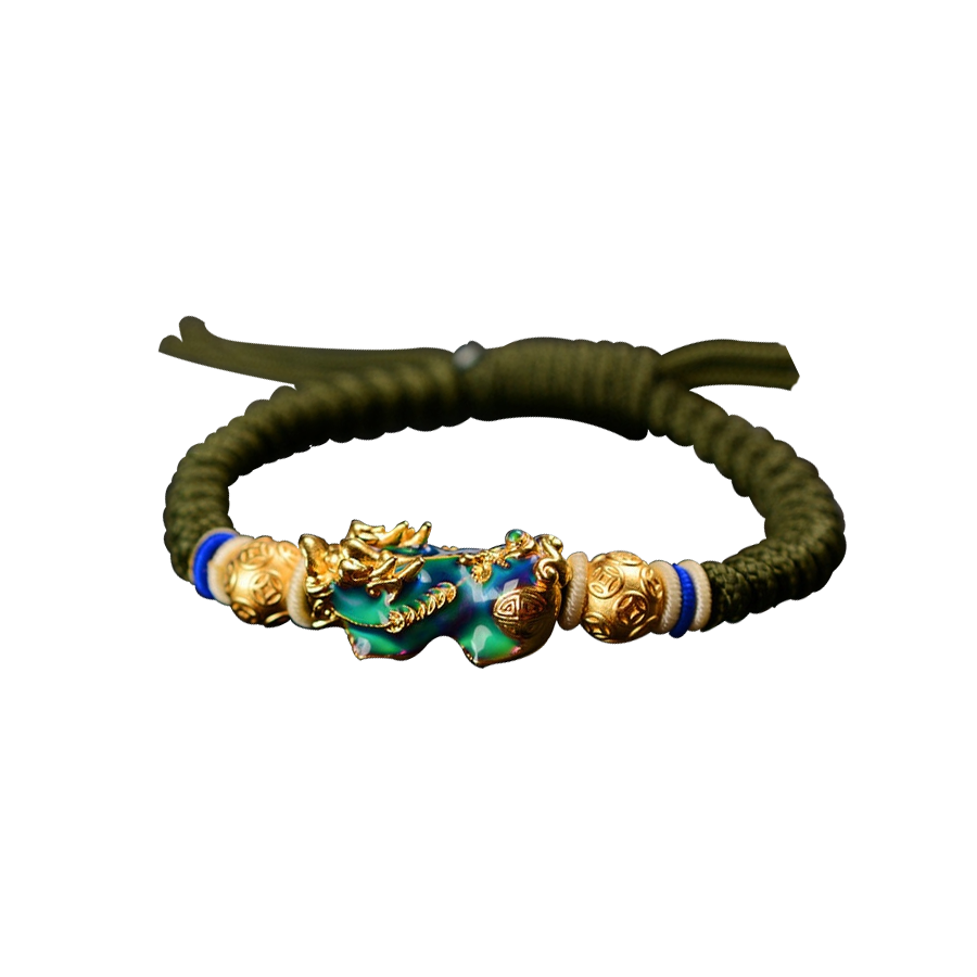 Green Tibetan Color Changing Pixui Wealth Bracelet