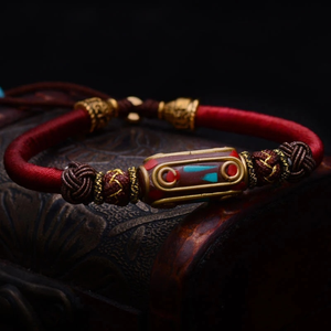 
                  
                    Tibetan Buddhism Knots Lucky Rope Bracelet With Retro Bronze Mantra Beads Hand Braided String Antique Tibetan Jewelry
                  
                
